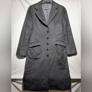 Brooks Brothers 346 Wool Cashmere Button-up Black‎ Overcoat Womens Size 10